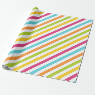 Diagonale Streifen in lebendigen Farben Geschenkpapier