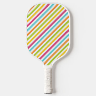 Diagonale Streifen in lebendigen Farben Pickleball Schläger