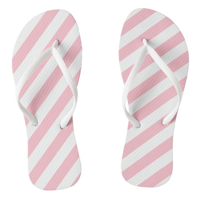 Diagonale Streifen in rosa und weiß Flip Flops (Fußbett)