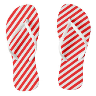 Diagonale Streifen in Rot und Weiß Flip Flops