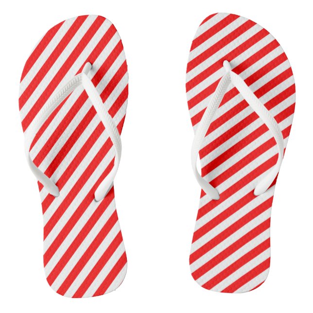 Diagonale Streifen in Rot und Weiß Flip Flops (Fußbett)