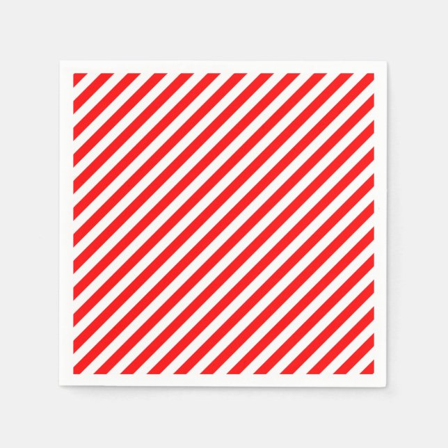 Diagonale Streifen in rot und weiß Serviette (Vorderseite)