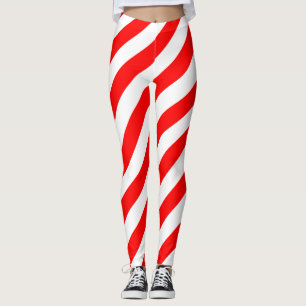 Diagonale Streifen in roter und weißer Größe Leggings