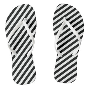 Diagonale Streifen in Schwarz und Weiß Flip Flops