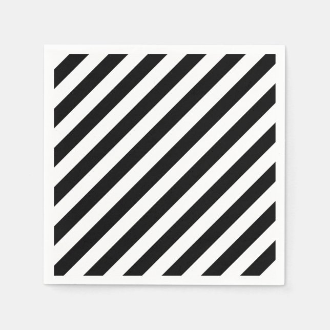 Diagonale Streifen in schwarz und weiß Serviette (Vorderseite)