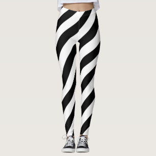 Diagonale Streifen in Schwarz/Weiß Leggings
