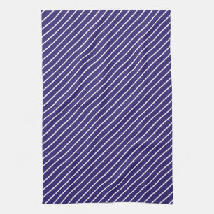 Diagonale Streifen - marineblau und weiß Geschirrtuch