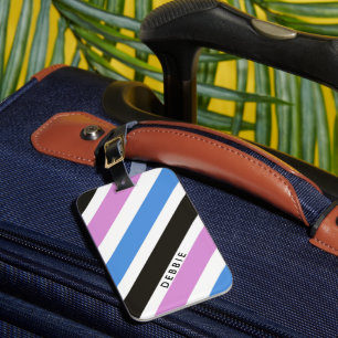 Diagonale Streifen personalisiert Gepäckanhänger