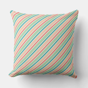  Diagonale Streifen: Rosa, Grün und Blau  Kissen