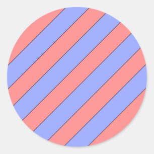 diagonale Streifen rosa und lila Runder Aufkleber