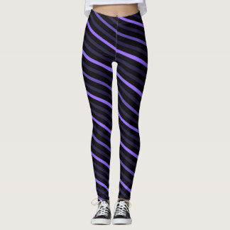 Diagonale Streifen - Tief Lila Leggings