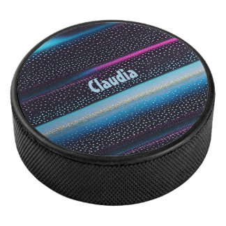 Diagonale Streifen und Punkte Muster schwarz, blau Eishockey Puck