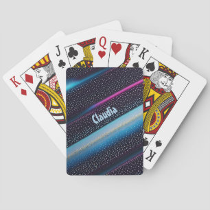 Diagonale Streifen und Punkte Muster schwarz, blau Spielkarten