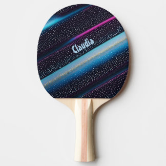 Diagonale Streifen und Punkte Muster schwarz, blau Tischtennis Schläger