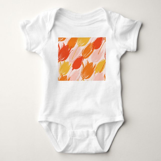 Diagonale Tulips: Lichtfarbdesign. Baby Strampler (Vorderseite)
