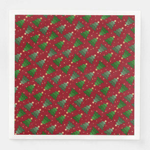 Diagonale Weihnachtsbäume mit Sternen auf Custom R Serviette