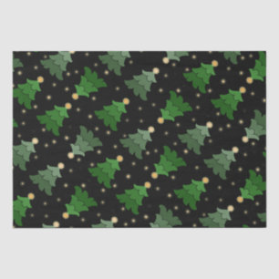 Diagonale Weihnachtsbäume mit Sternen auf schwarz Seidenpapier
