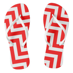 Diagonale Zickzack Streifen in Rot und Weiß Flip Flops