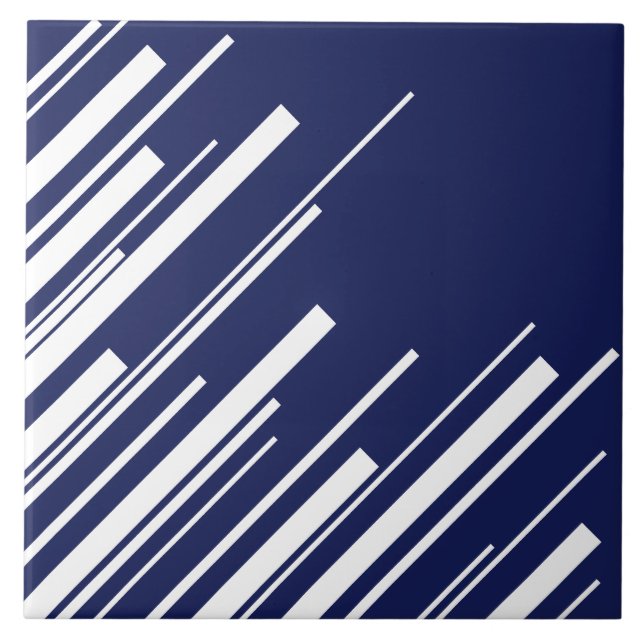 Diagonalen - Blau und Weiß Fliese (Vorderseite)