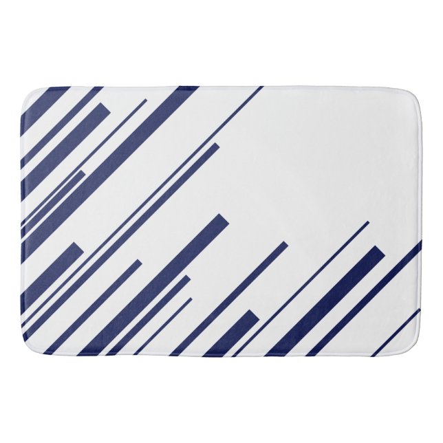 Diagonalen in Blau und Weiß Badematte (Vorderseite)