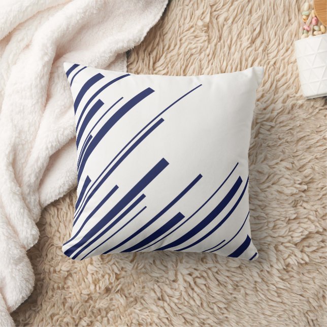 Diagonalen in Blau und Weiß Kissen (Decke)