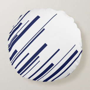Diagonalen in Blau und Weiß Rundes Kissen