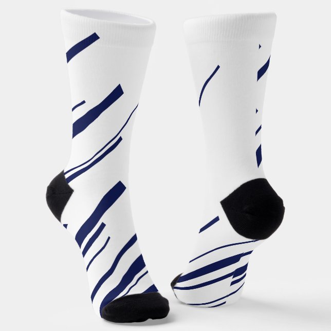 Diagonalen in Blau und Weiß Socken (Gewinkelt)