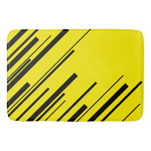 Diagonalen in Gelb und Schwarz Badematte