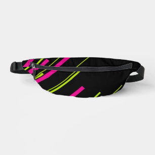 Diagonalen in Kalkgrün, Hot Rosa und Schwarz Bauchtasche