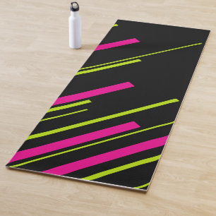 Diagonalen in Kalkgrün, Hot Rosa und Schwarz Yogamatte