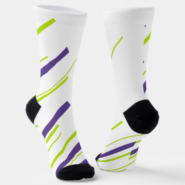 Diagonalen in Kalkgrün und Lila Socken (Gewinkelt)
