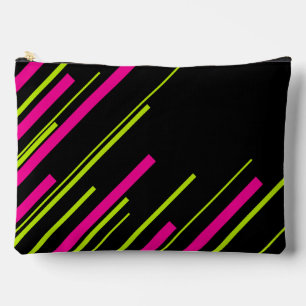Diagonalen in Limettengrün, Hot Pink und Schwarz Zubehörtasche