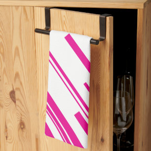 Diagonalen in Magenta und Weiß Geschirrtuch