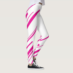 Diagonalen in Magenta und Weiß Leggings