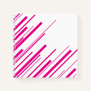 Diagonalen in Magenta und Weiß Notizbuch