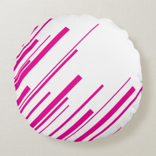 Diagonalen in Magenta und Weiß Rundes Kissen