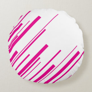 Diagonalen in Magenta und Weiß Rundes Kissen