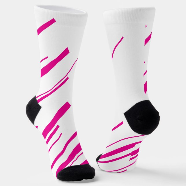 Diagonalen in Magenta und Weiß Socken (Gewinkelt)