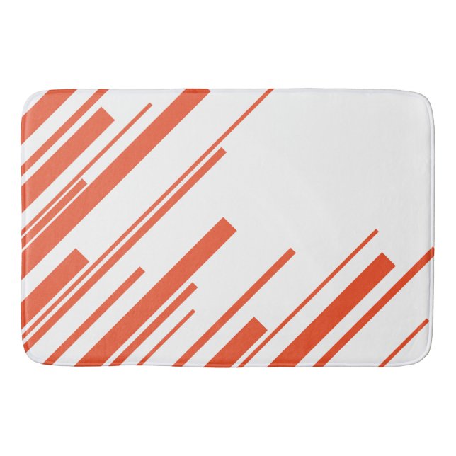 Diagonalen in Orange und Weiß Badematte (Vorderseite)