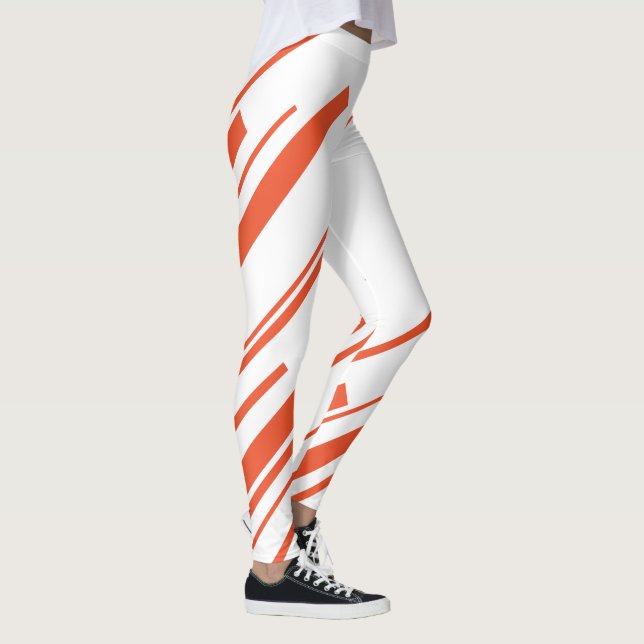 Diagonalen in Orange und Weiß Leggings (Rechts)