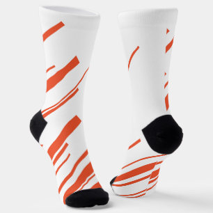 Diagonalen in Orange und Weiß Socken