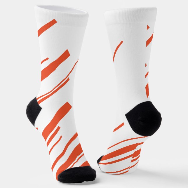 Diagonalen in Orange und Weiß Socken (Gewinkelt)