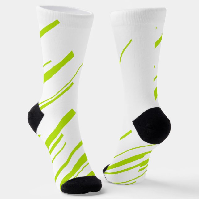Diagonalen - Kalkgrün und Weiß Socken (Gewinkelt)