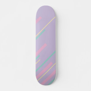 Diagonalen - Pastellrosa, Gelb, Lila und Grün Skateboard