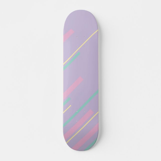 Diagonalen - Pastellrosa, Gelb, Lila und Grün Skateboard (Vorne)