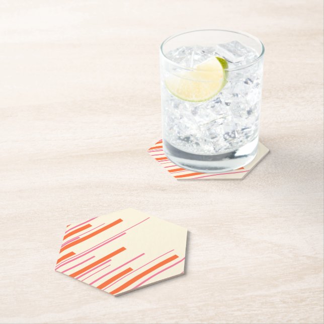 Diagonalen - Pink, Orange und Creme Untersetzer (Vor Ort)