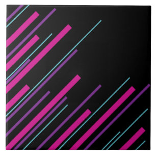 Diagonalen - rosa, Lila, blau und schwarz Fliese