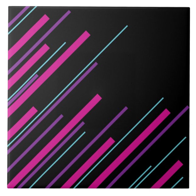 Diagonalen - rosa, Lila, blau und schwarz Fliese (Vorderseite)