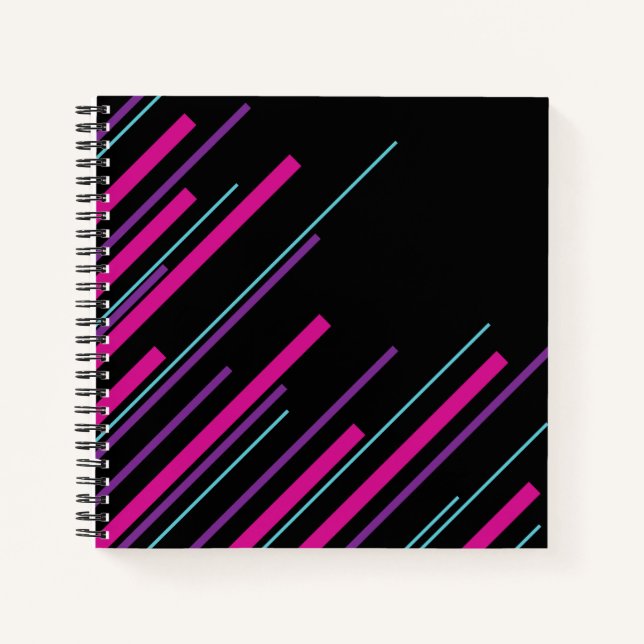 Diagonalen - rosa, Lila, blau und schwarz Notizbuch (Vorderseite)