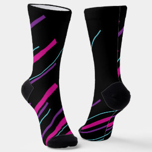 Diagonalen - rosa, Lila, blau und schwarz Socken